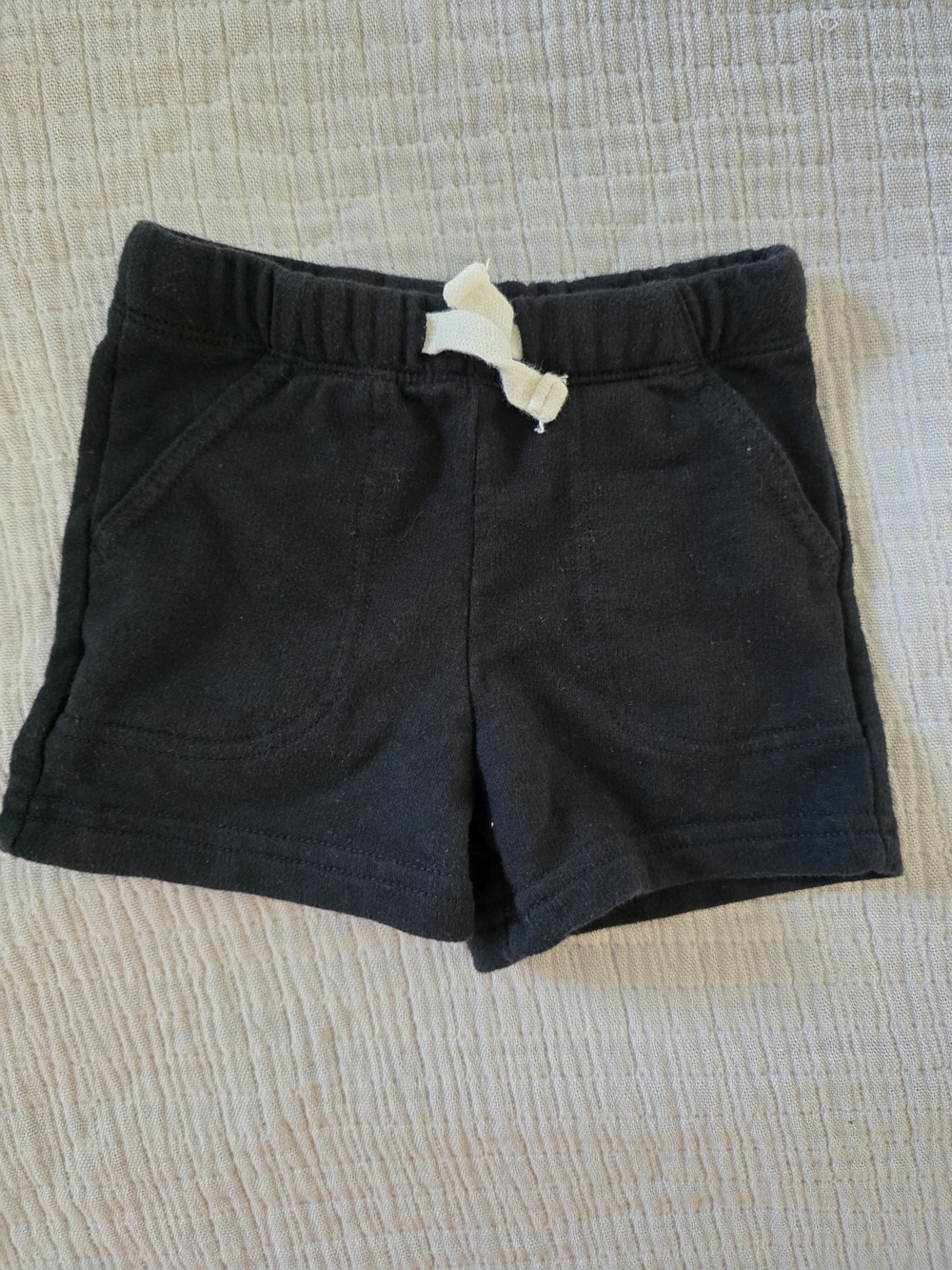 Cat & Jack Black Knit Pull-On Shorts with Cream Tie